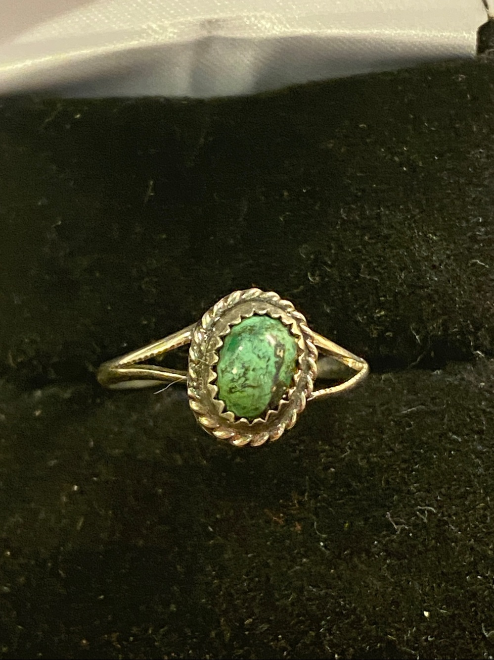 Vintage Native American Sterling Silver Turquoise Ring Size 6.5